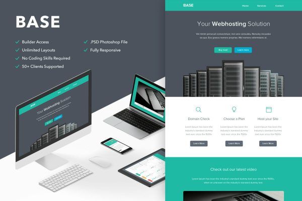 Base – Video Email + Themebuilder Access High quality responsive email newsletter template | MailChimp | Campaign Monitor supported