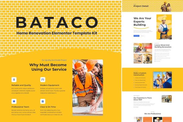 Bataco – Home Renovation & Construction Elementor Template Kit