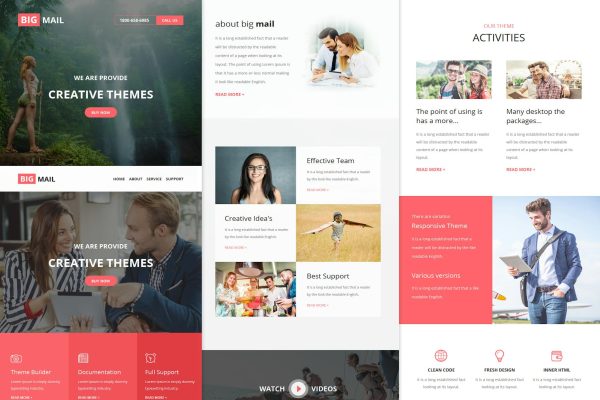 Big Mail – Responsive E-mail Template Big Mail – Responsive Email Template is a Modern and Clean Design.