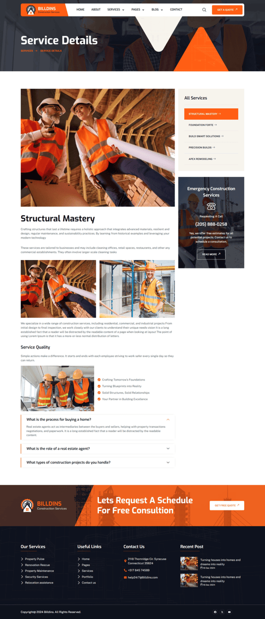 Billdins – Construction Services Elemenor Pro Template Kit