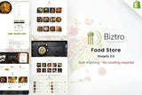 Biztro - Food Store & Delivery Shopify theme ECommerce Store Design for Chicken Burger, Pizza Food Delivery, Meat Shops, Restaurants, Food Trucks