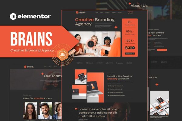 Brains – Creative Branding Agency Elementor Template Kit