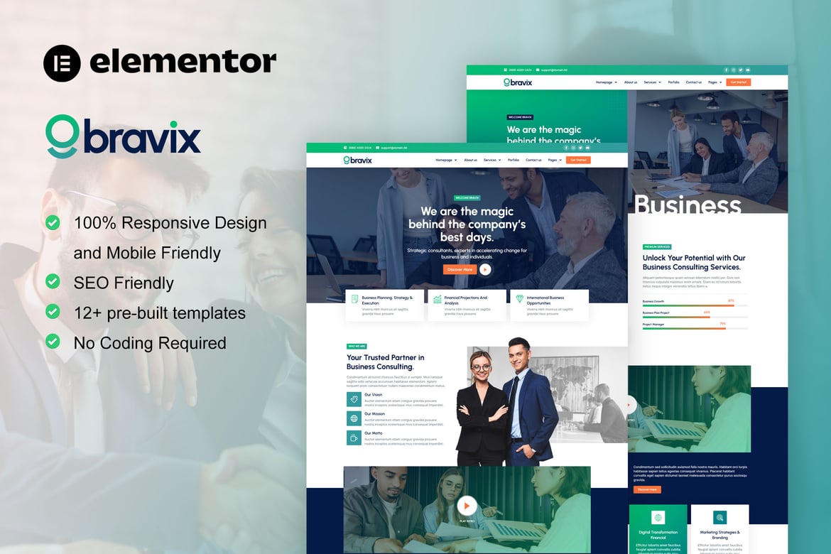 Bravix – Business Consulting Elementor Pro Template Kit