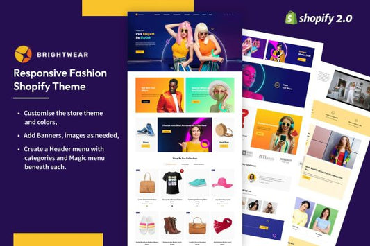 Brightwear - Responsive Fashion Shopify Theme Shopify Simple Clean Bags, Lifestyle Products, Gadget, Fashion Accessories eCommerce Store Template.