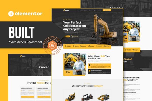 Built – Machinery & Equipment Rentals Elementor Pro Template Kit