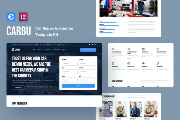 Carbu – Car Repair Elementor Template Kit