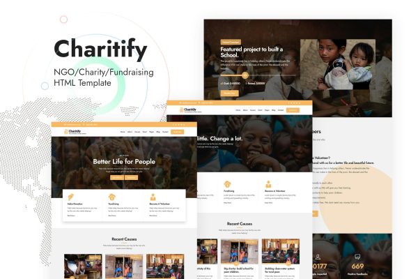 Charitify – NGO/Charity/Fundraising HTML Template NGO, Charity, Fundraising & Non-Profit HTML Template