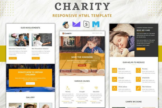Charity – Responsive Email Template Best charity email template suitable for Charity,NGO,Fund Rising,Orphanage,Donate,Trust categories