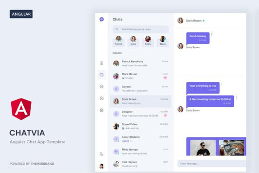 Chatvia – Angular Chat App Template Chatvia is built with Bootstrap 5.1.3 and Angular 15 This is a static chat app only
