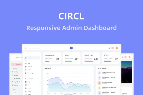 Circl – Responsive Admin Dashboard Template Circl is clean and well designed template for any types of applications