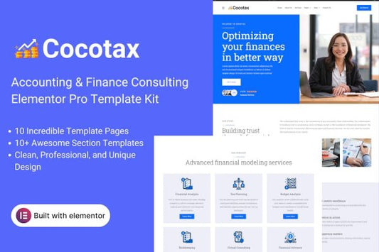 Cocotax – Accounting & Finance Consulting Elementor Template Kit