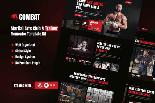 Combat – Martial Arts Club & Trainer Elementor Template Kit