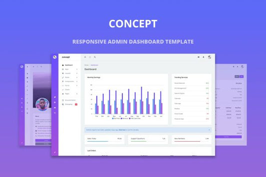 Concept – Responsive Admin Dashboard Template Concept is clean and well designed template for any types of backend applications