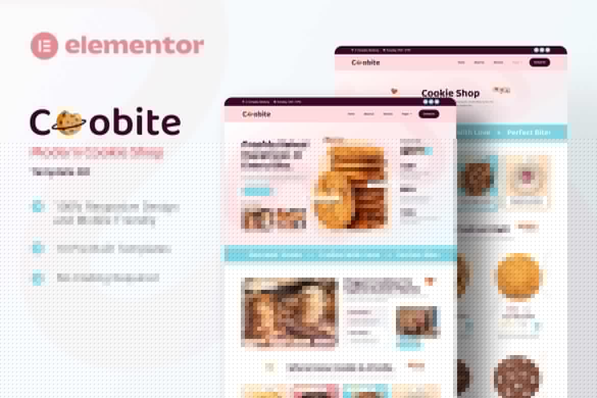 Coobite – Modern Cookie Shop Elementor Template Kit