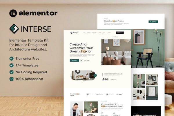 Interse ? Interior Design & Architecture Elementor Template Kit