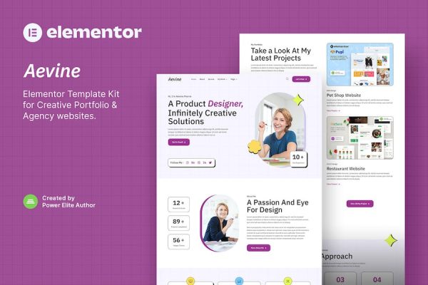 Aevine ? Creative Portfolio & Agency Elementor Template Kit