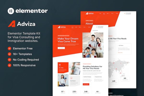 Adviza ? Immigration & Visa Consulting Elementor Template Kit