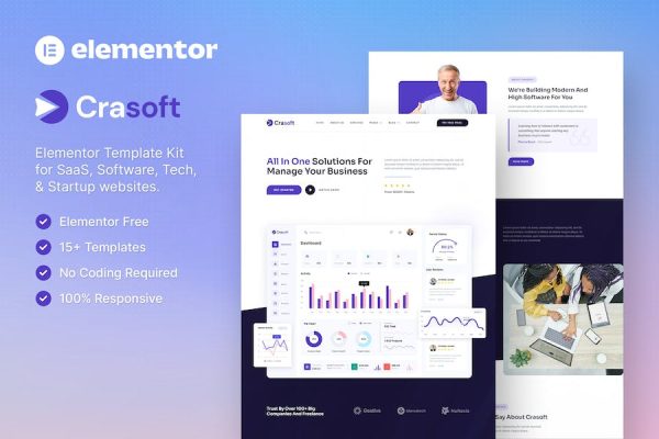 Crasoft ? SaaS & Tech Startup Company Elementor Template Kit