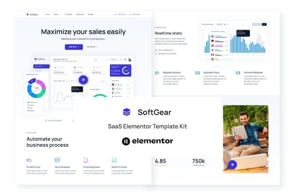 SoftGear – SaaS Elementor Template Kit