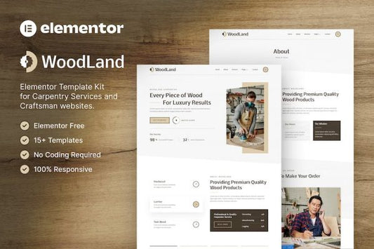 WoodLand ? Carpenter & Craftsman Elementor Template Kit