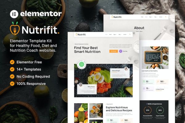 Nutrifit ? Healthy Food & Nutrition Coach Elementor Template Kit