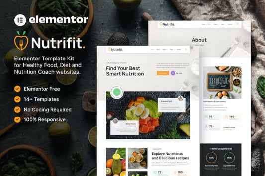 Nutrifit ? Healthy Food & Nutrition Coach Elementor Template Kit