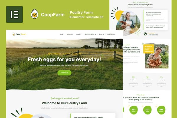 CoopFarm – Poultry Farm Elementor Template Kit