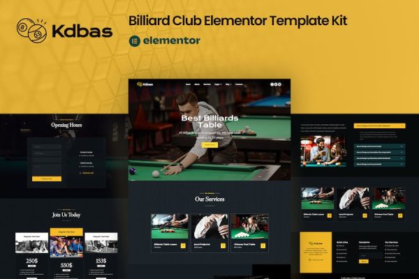 Kdbas – Billiard Club Elementor Template Kit