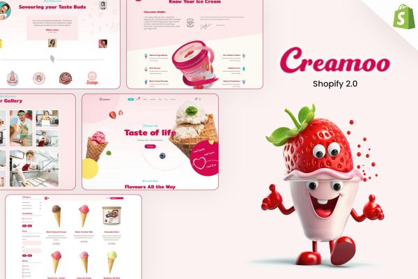Creamoo - Ice Cream & Cake Shop Shopify Theme Homemade cakes, organic shop, beverages, Cakebusiness, Decadent Delights, bakery,desserts, Birthday,