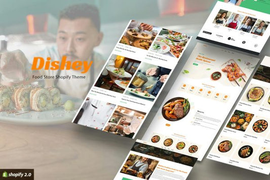 Dishey - Restaurant, Food Store Shopify 2.0 Theme Food Delivery, Bakery & Cafe, Cake Shop, Ice Cream Shop Online Stores. Responsive eCommerce Shop.