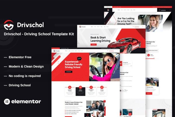 Drivschol – Driving School Elementor Template Kit