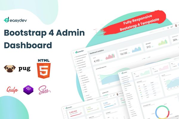 EasyDev — HTML(Pug) Admin & Dashboard Template Fully Responsive, Bootstrap 4, Pug, Echarts, ChartsJS, ChatistJS, 6 Dashboards, 200+ UI Elements