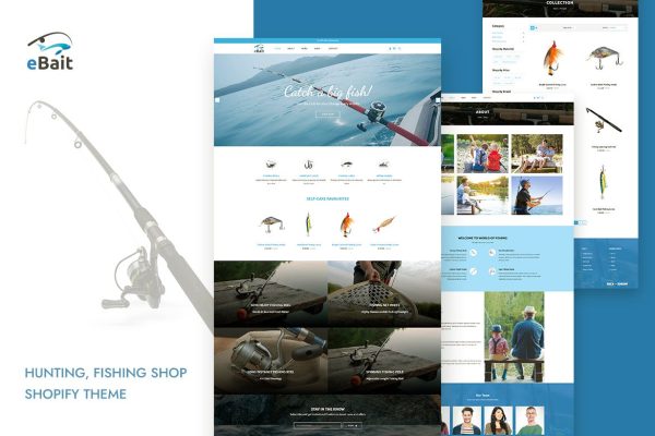eBait - Hunting, Fishing Shop Shopify Theme Clean Responsive Shopify Template for Advunture, Fishing Tools, Rods, Nets and Camping Accessories.