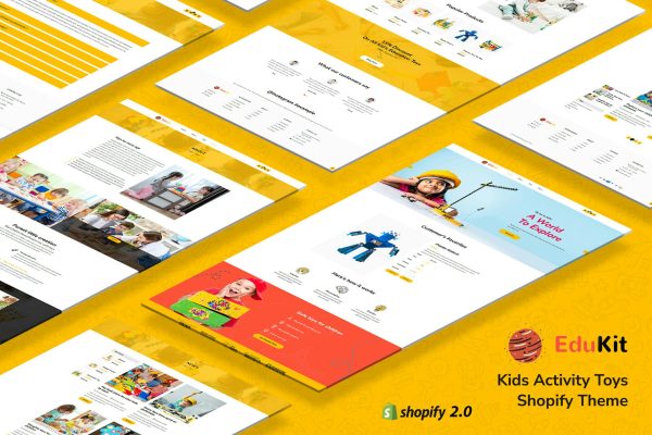 Edukit - Educational Toys Store Shopify Theme Educational Toys, Gifts & Books Materials. Apps, Courses, Online Class Single Page Promotion Theme
