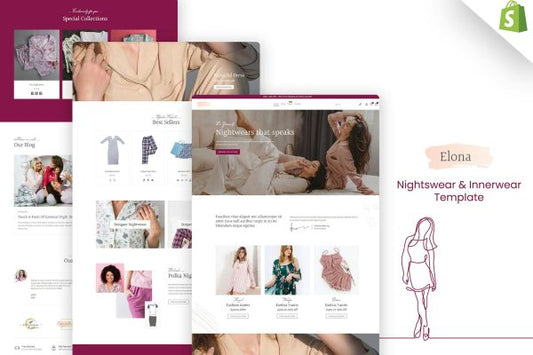 Elona - Lingerie, Inner Wear & Nightwear Store Shopify Bikini, Innerwear & Night Wear Fashion Shop Website Template. Casual Clothing Store Online.