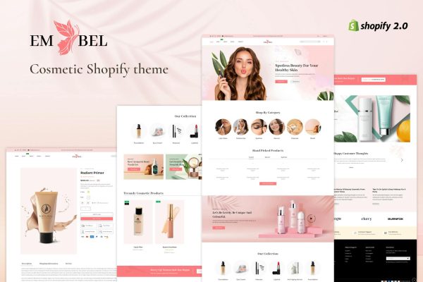 Embel - Beauty Store, Cosmetic Shop Shopify Theme Skincare and Cosmetics eCommerce Shopify Theme. Makeup, Beauty care, Salon and Massage Spa Websites.