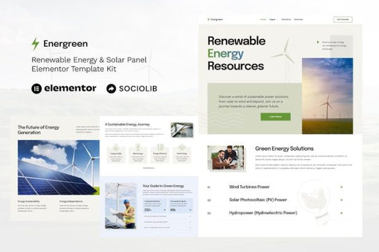Energreen – Renewable Energy & Solar Panel Elementor Template Kit