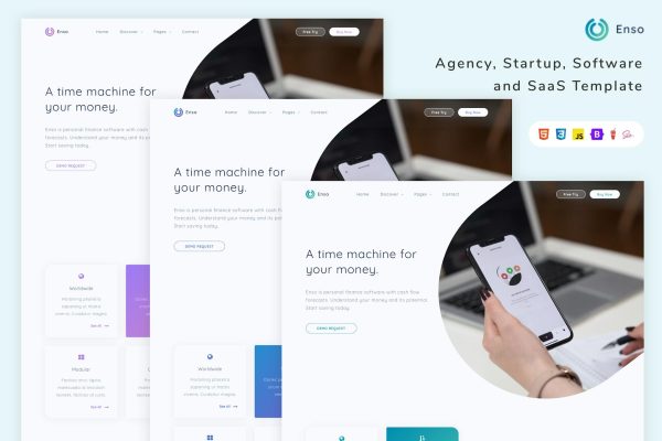 Enso – Agency, Startup and SaaS Template agency, app, app landing, business, creative, landing, marketing, product, saas, saas template, soft