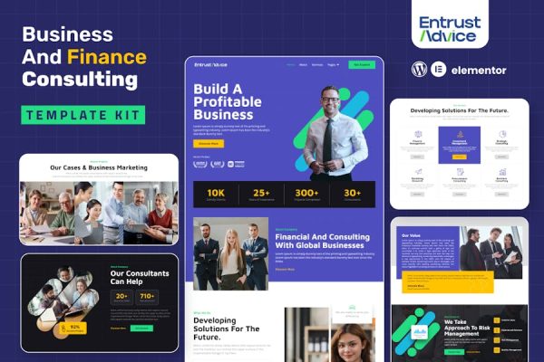 Entrust Advice – Business & Finance Consulting Elementor Template Kit