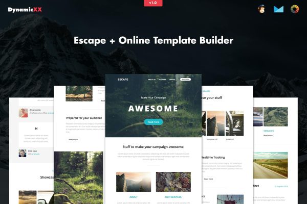 Escape – Responsive Email + Template Builder Escape – Responsive Email + Online Template Builder. Useful for everyone.
