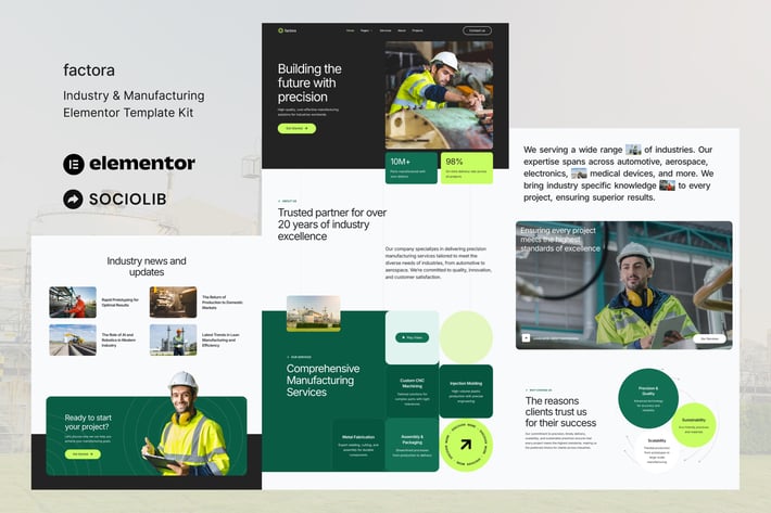 Factora – Industry & Manufacturing Elementor Template Kit