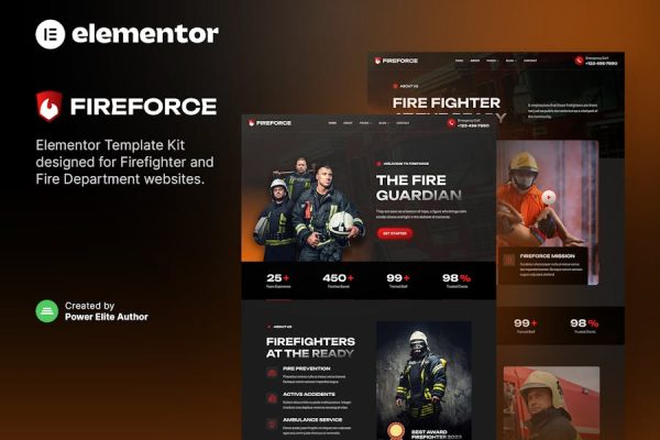 Fireforce – Firefighter & Fire Department Elementor Template Kit