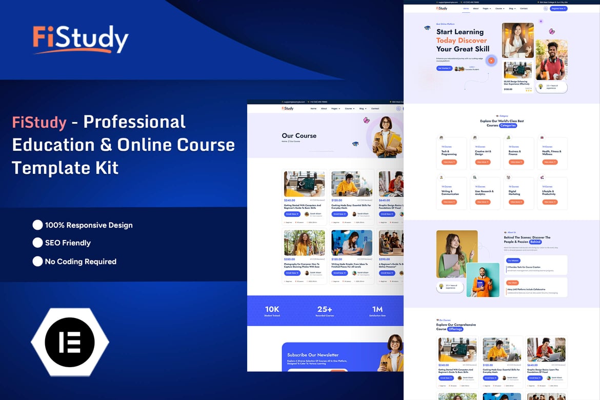 FiStudy – Professional Education & Online Course Elementor Pro Template Kit