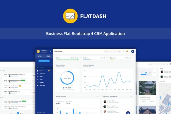 FlatDash – Business CRM Dashboard Application Multi-Purpose Business CRM Responsive Dashboard Application Template