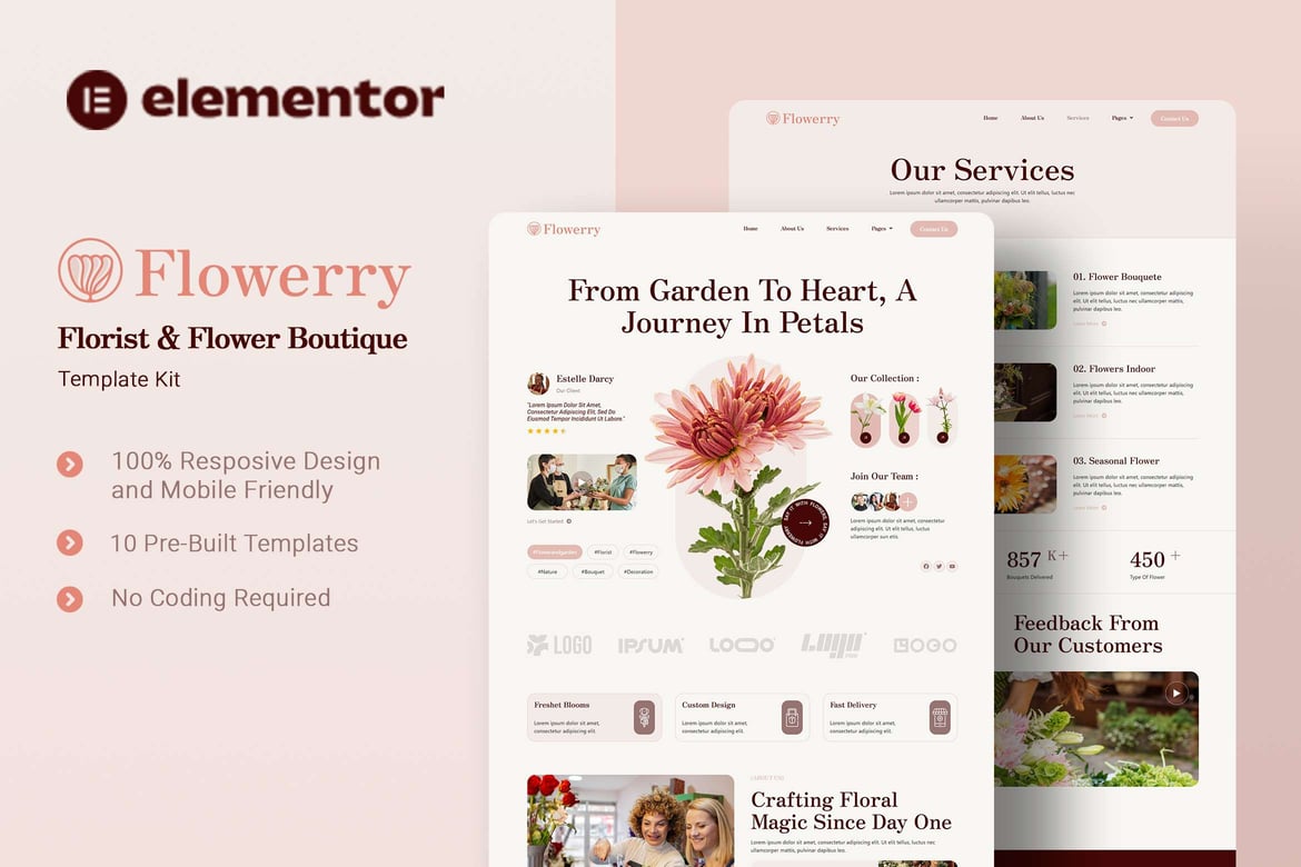 Flowerry – Florist & Flower Boutique Elementor Template Kit