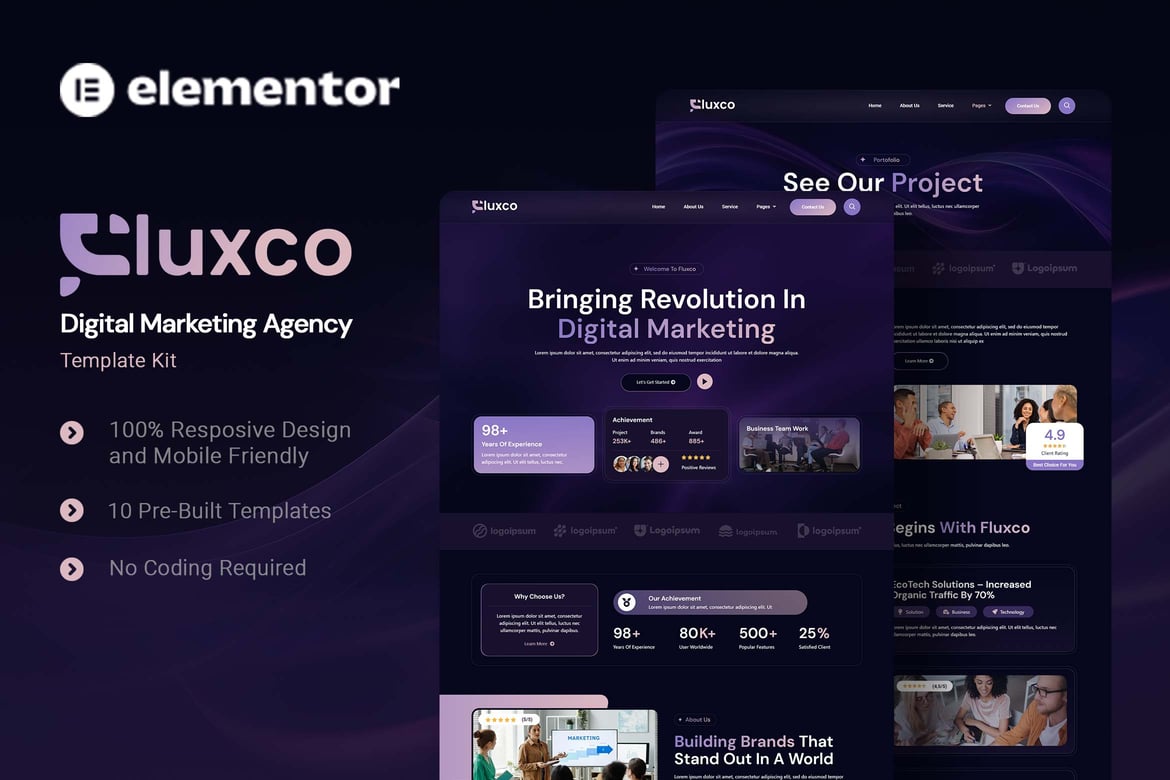 Fluxco – Digital Marketing Agency Elementor Template Kit