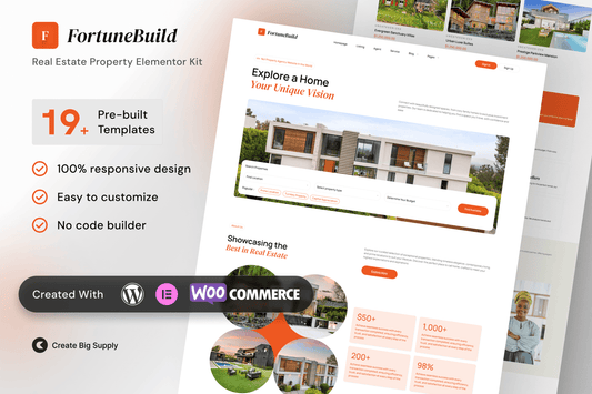 FortuneBuild – Real Estate Property Elementor Template Kit