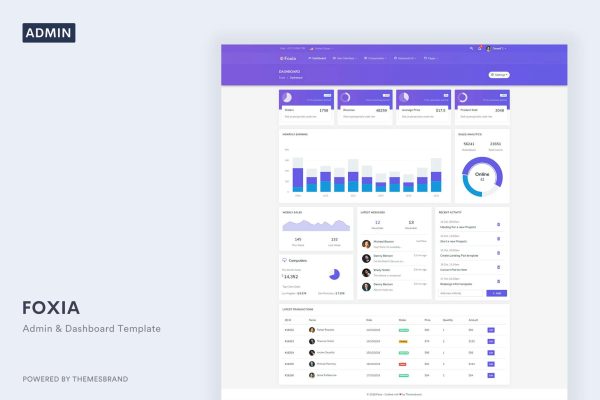 Foxia – Admin & Dashboard Template Foxia is a bootstrap 4 based fully responsive admin template.