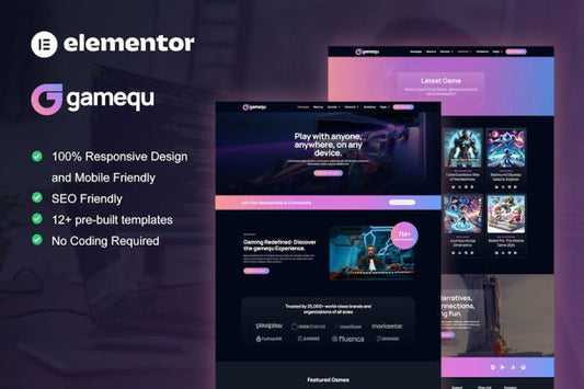 Gamequ – Game Publisher Elementor Pro Template Kit