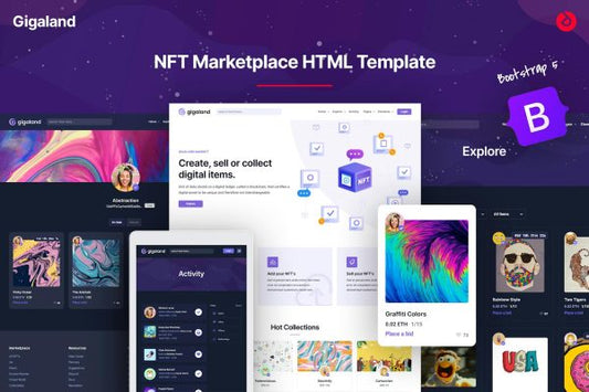 Gigaland – NFT Marketplace HTML Template NFT Marketplace HTML Bootstrap 5 Template